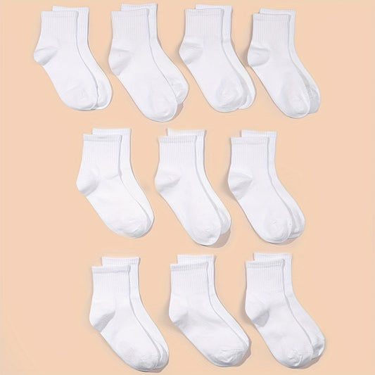 10 Pairs Kids Crew Socks Soft Breathable Children's Daily Wear Socks