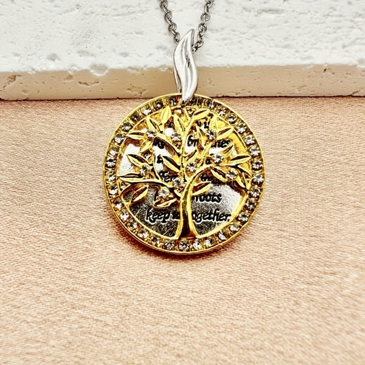 Tree Pattern Rhinestone Pendant Necklace