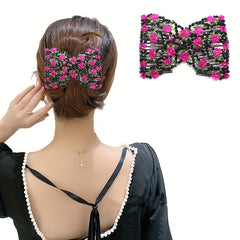 Crystal Beaded Hair Comb For Side Hair Rose Hair Pin Women Hair Comb Pin