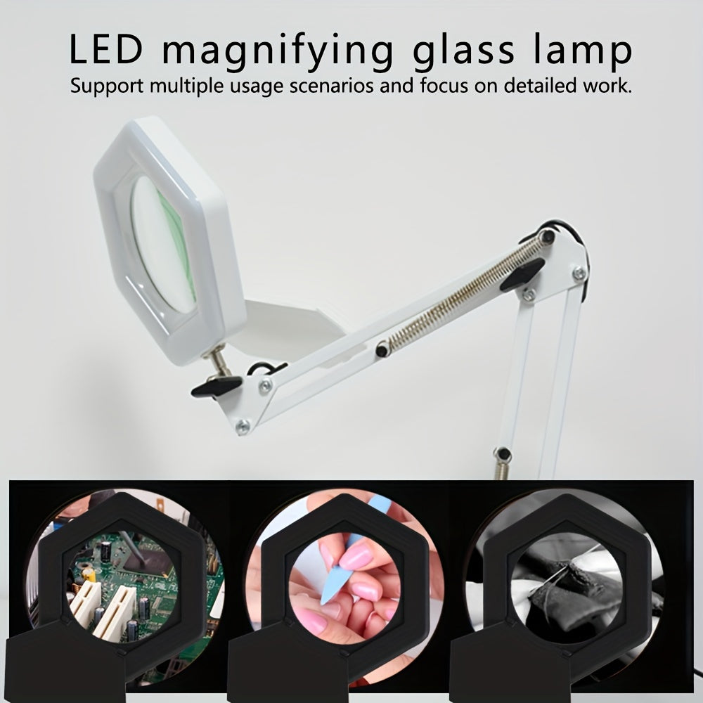 LED Clamp Magnifying Lamp With Cover Metal Magnifying Lamp With Stand