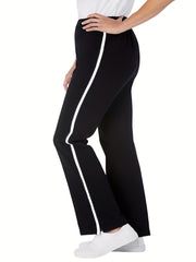  Women's Stripe Print Flared Leg Fitness Leggings