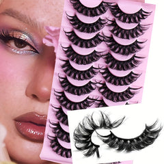 10 Pairs Fiber False Eyelashes D Curved Thick Curly Natural Eyelashes