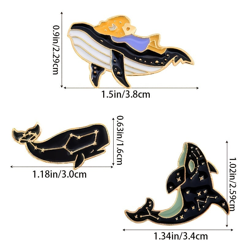Cetacean Pattern Drip Oil Brooch Dolphin Pin