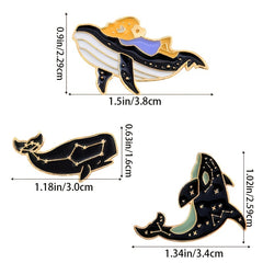 Cetacean Pattern Drip Oil Brooch Dolphin Pin