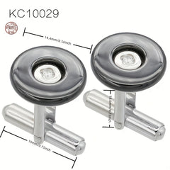 Men's 925 Silver Round Zircon Cufflinks Business Wedding Gift