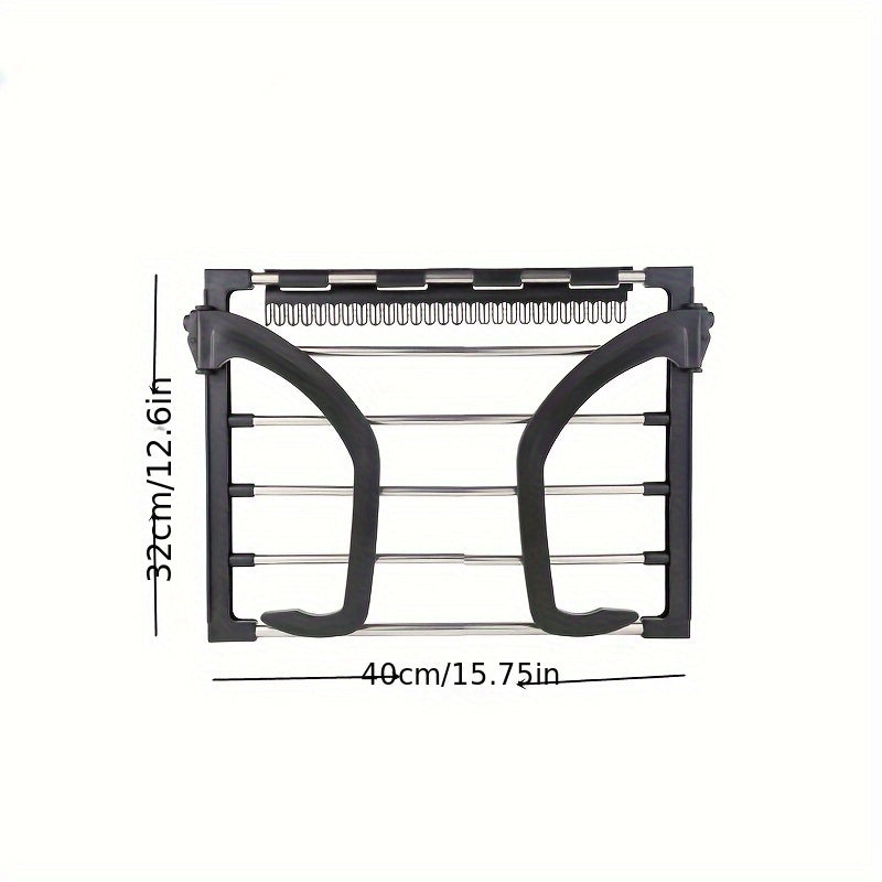Folding Towel Drying Rack Stainless Steel Clothes Hanger Space Saver
