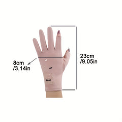 Bear Embroidery Half Finger Gloves for Women