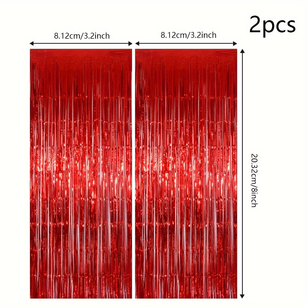 2pcs Red Foil Tassel Curtains Party Decoration