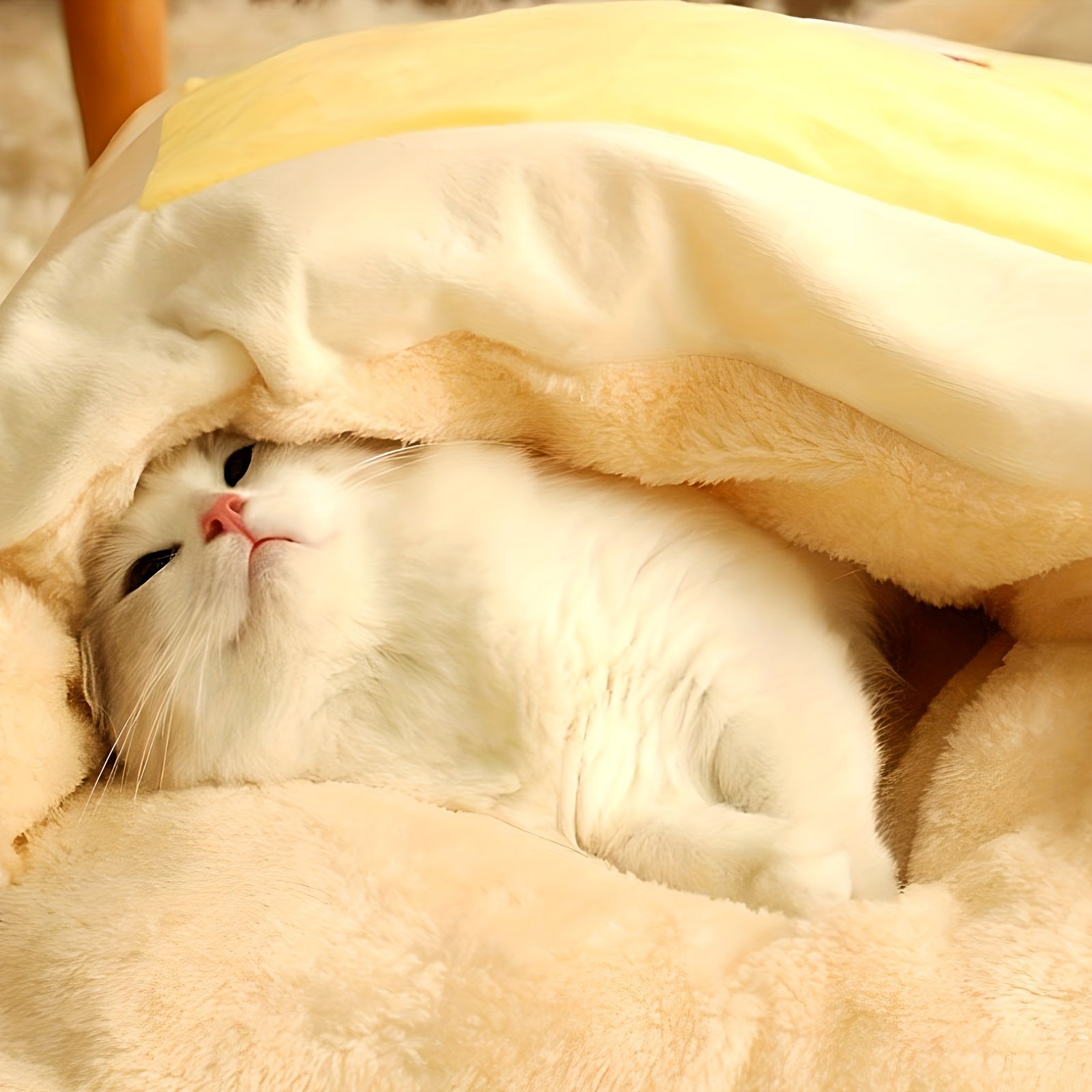 Cat Bed Cave Cat Sleeping Bag Washable Pet Bed Yellow