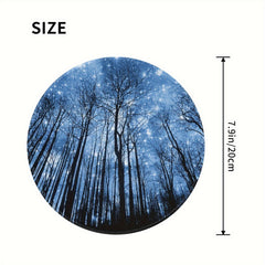 Circular Stitched Edge Mouse Pad - Star Tree Design