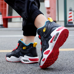 Boy's High Top Basketball Shoes with Rotating Buckle
