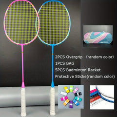 2pcs Carbon Fiber Badminton Rackets With String & Bag