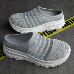 Women's Knitted Platform Loafers Slip On Sports Shoes