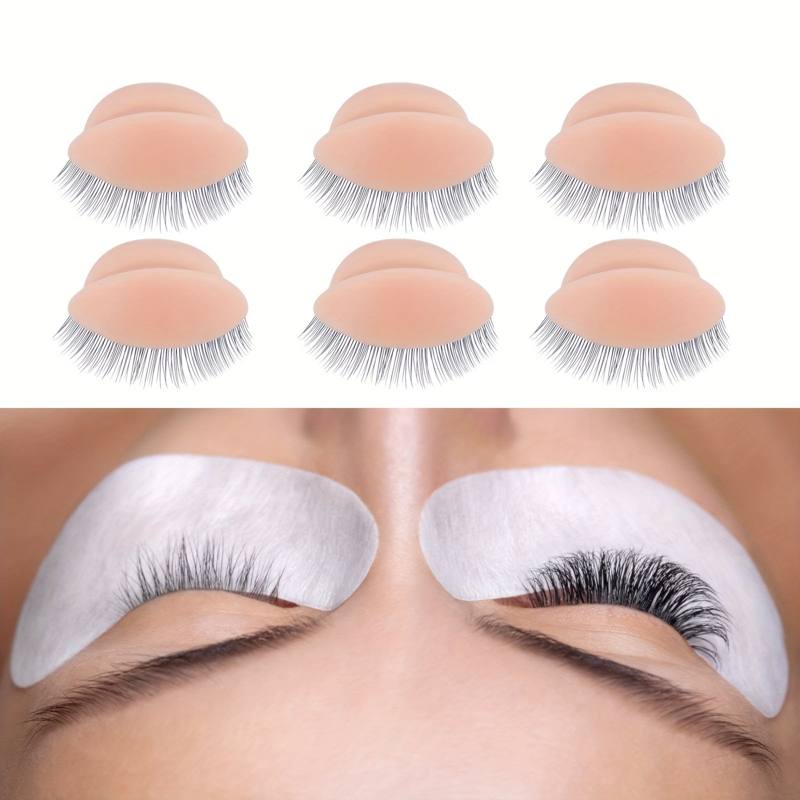 6 Pairs Replaceable Eyelids for Eyelash Training & Makeup Extension