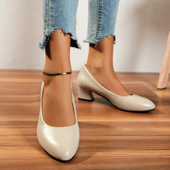Women's French Heel Court Pumps Solid Chunky Heel Anti slip Shoes