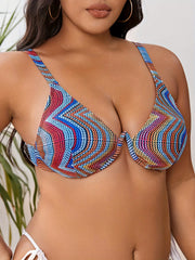  Sexy Push Up Bikini Top Allover Print Underwire Beachwear Bra