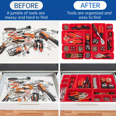 45pcs Tool Storage Box Divider Set Desk Drawer Garage Organization