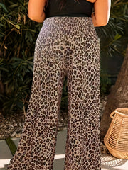  Leopard Print Wide Leg Trousers