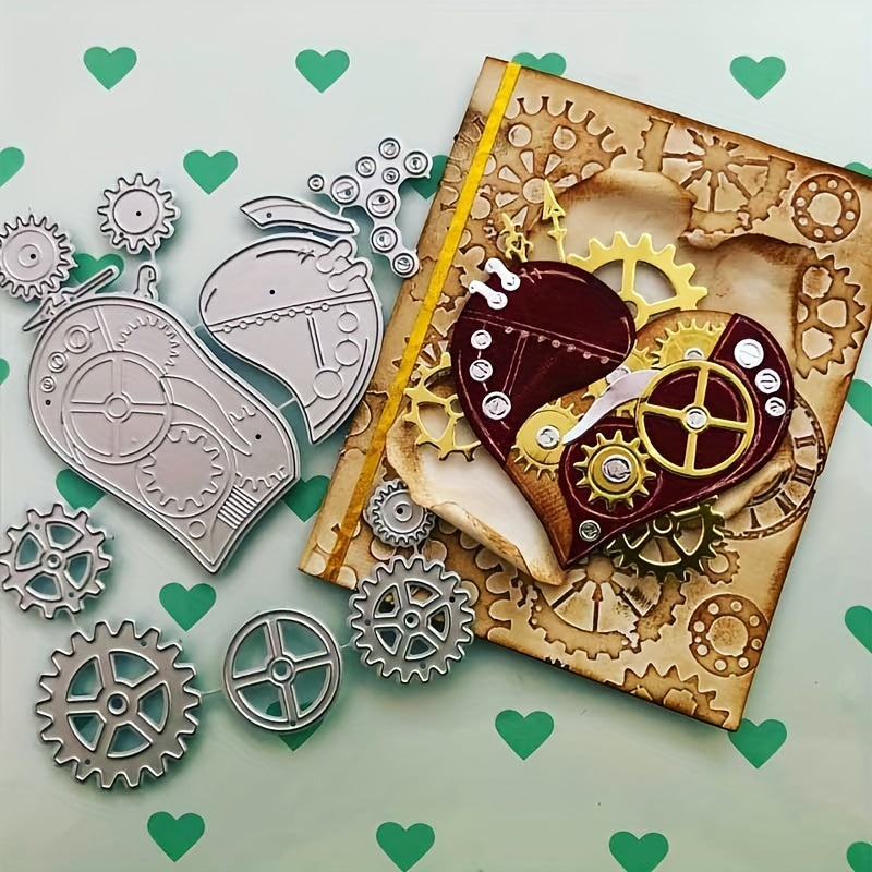Steampunk Gear Heart Die Cuts for Card Making Scrapbooking DIY Crafts