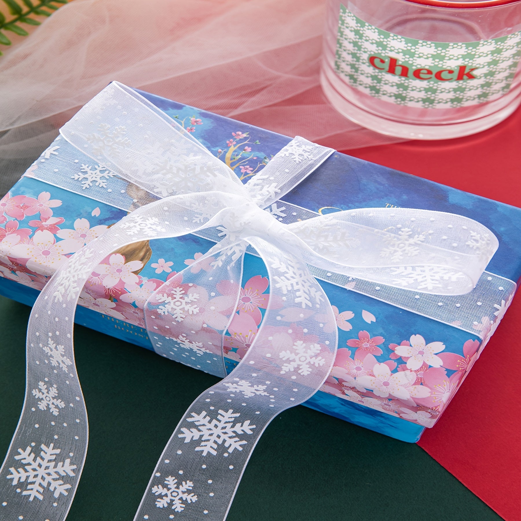 10m Christmas Snowflake Gift Decoration Ribbon Snowflake Pattern