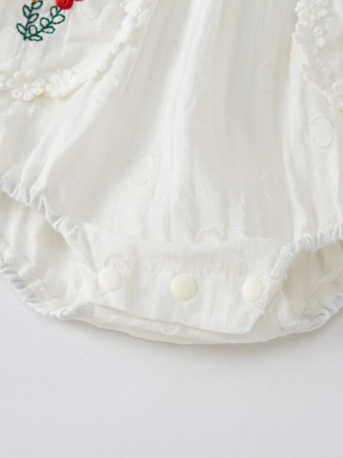 Infant Ruffles Short Sleeve Romper Flower Embroidery Bodysuit Onesies