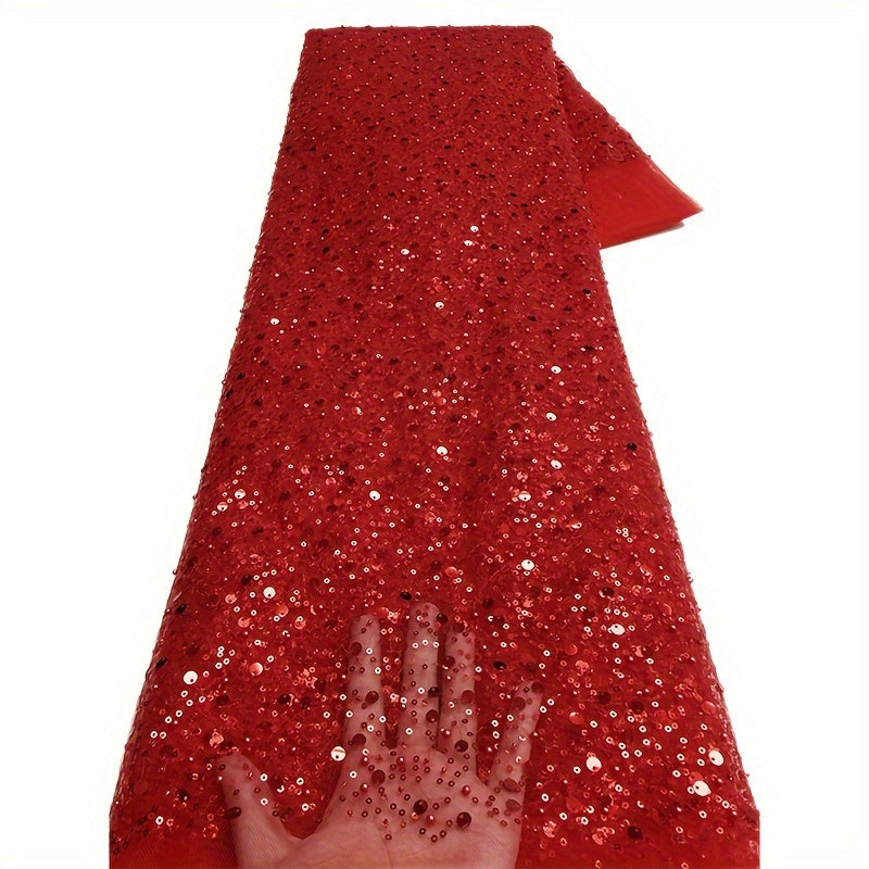 High African Lace Fabric French Net Sequins Embroidered Lace Tulle Beaded Lace