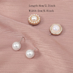 Golden Metal Faux Pearl Scarf Pin Shawl Buckle Women's Cardigan Clip