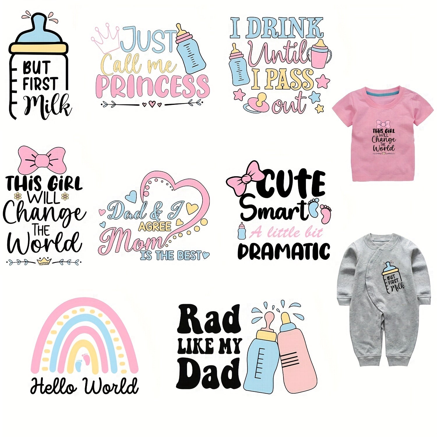 4pcs Bottle Iron Stickers Patch Heat Transfer Printing Stickers Diy T shirt