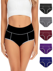 5 Pack Plus Size Sporty Panties Set High Waisted Soft