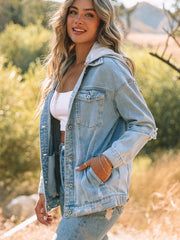 Ripped Long Sleeve Denim Jacket