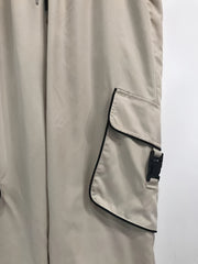  Solid High Rise Wide Leg Cargo Trousers