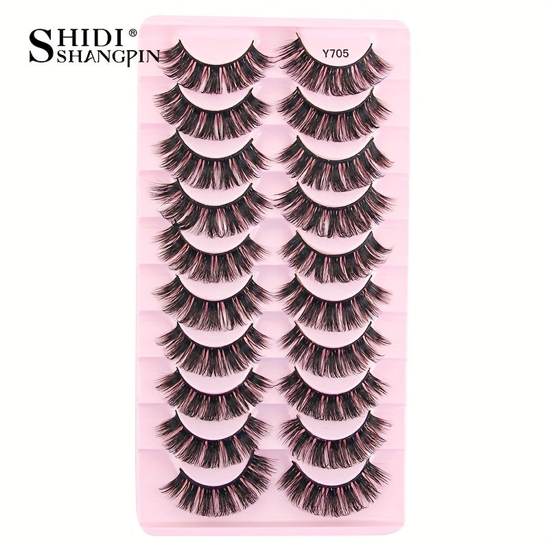 10 Pairs Natural Slender Thick False Eyelashes Extension