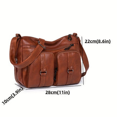 Vintage PU Leather Crossbody Bag Pockets Shoulder Bag for Women