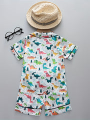 Boys Dinosaur Pajama Set Short Sleeves Tops & Bottoms