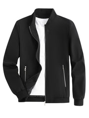 RQ Zipper Long Sleeves Jacket Stand Collar Windproof Slim Fit