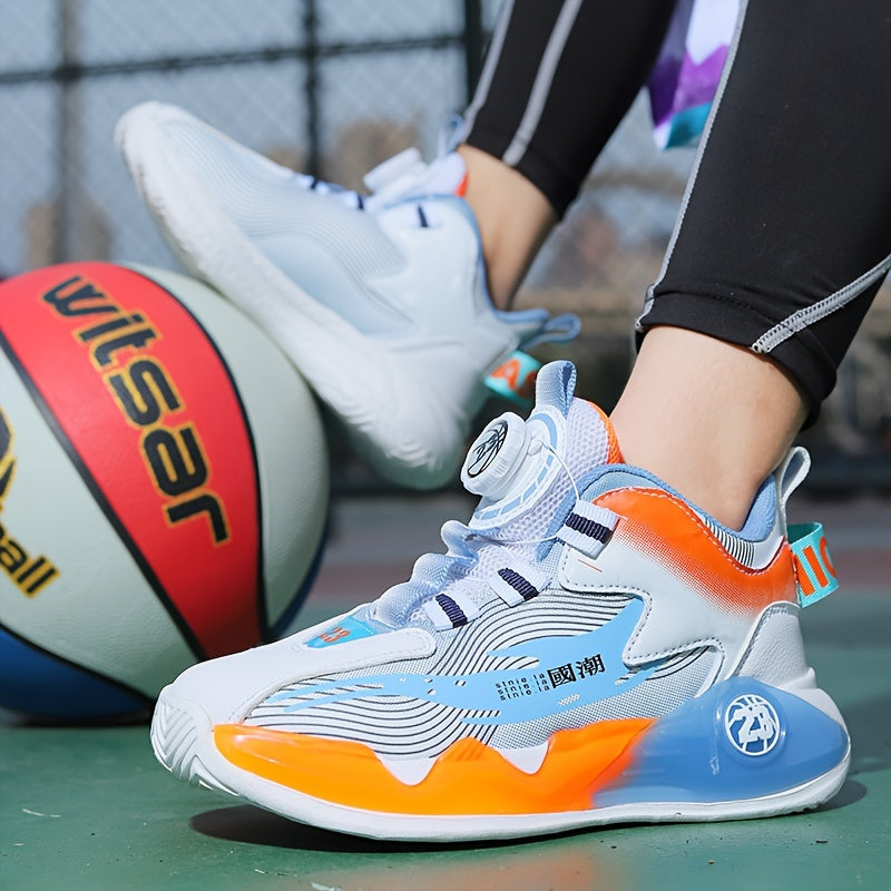 Boys' Basketball Shoes Rotating Buckle Non Slip Sneakers