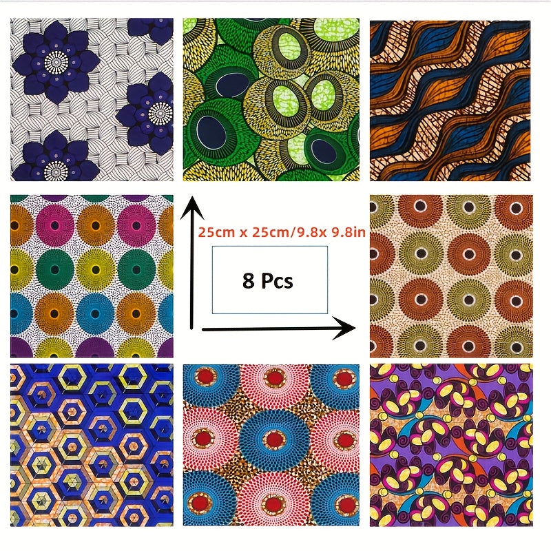 8pcs African Wax Print Fabric - DIY Earrings & Headwraps