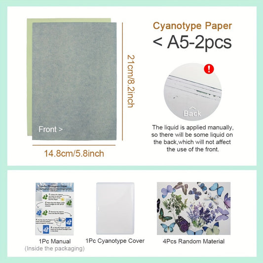 Cyanotype Material Package Set with Sun Paper Tools 14x21 cm