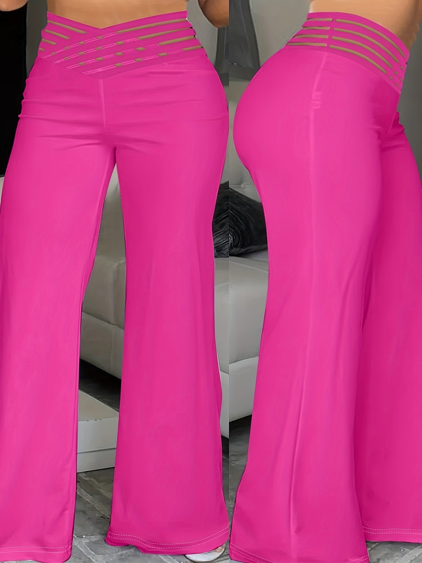  Wide Leg Trousers High Rise Cross Waist