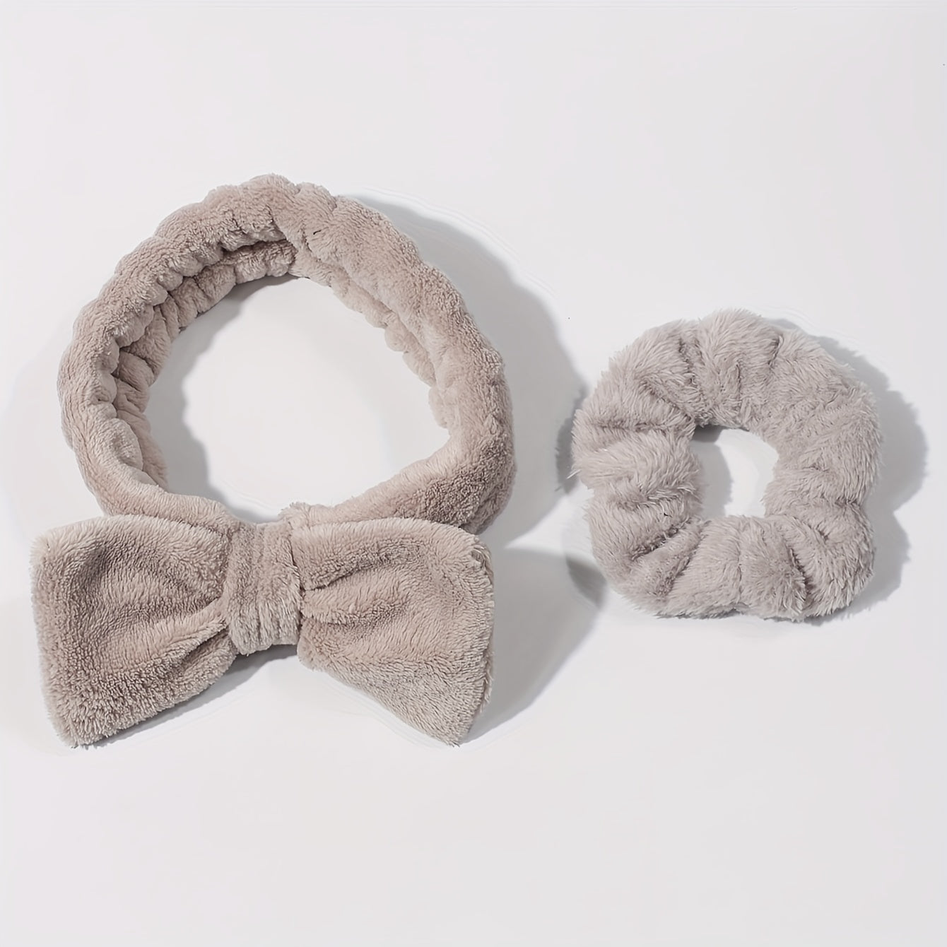 Plush Hair Accessories Set Soft Headband Wristband for Skincare Spa