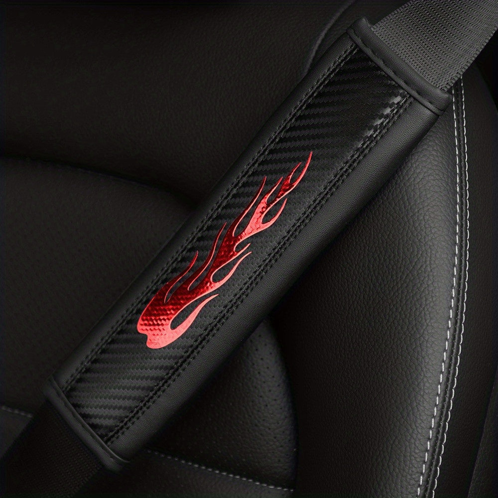Carbon Fiber Leather Pattern Shoulder Protector Set for Car Seat Belt