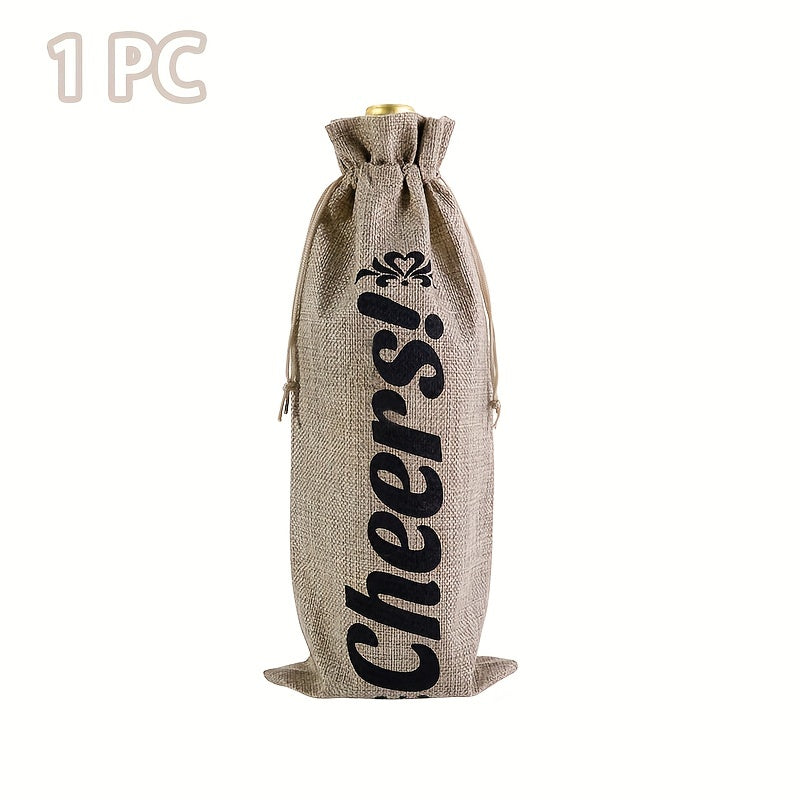 5-Piece Linen Wine Gift Bag Set with Drawstring - Wine Wrapping Bags for Bottles