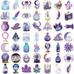 50pcs Transparent Moon Witch Stickers Dark Academia Vinyl Stickers