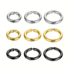 Stainless Steel Smooth Round Clip Earrings for Men