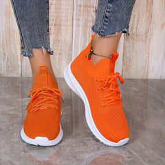 Women's Breathable Mesh Platform Sneakers Casual Lace Up Outdoor Shoes