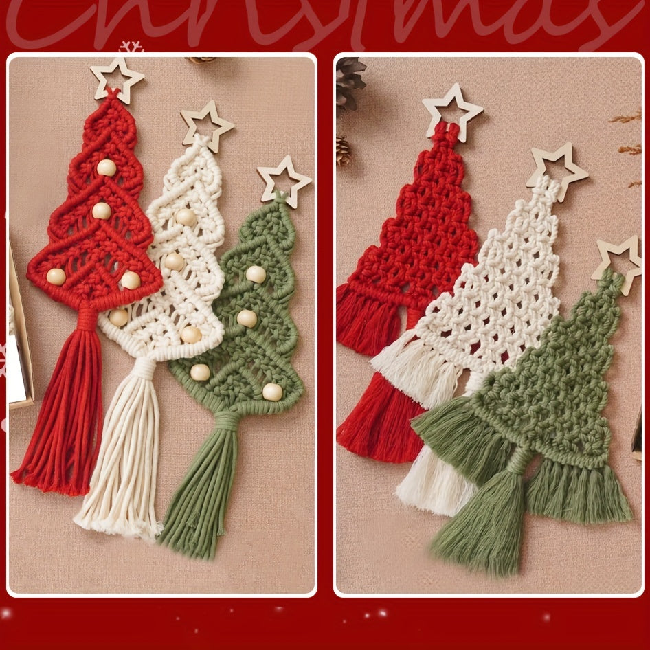 3pcs Christmas Tree DIY Woven Kit Christmas Hand Woven Material Package Set