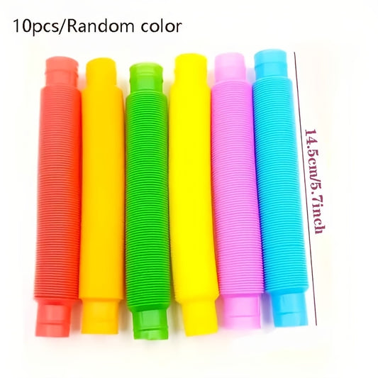 10 Pack Sensory Pop Tubes Toys Assorted Colors Fine Motor Skill Development