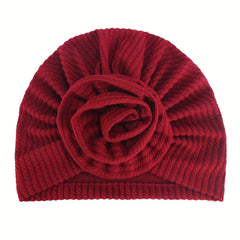 Embossed Plate Flower Turban Cap Vintage Elastic Head Wrap