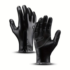 Men's PU Leather Winter Riding Gloves Windproof Touch Screen Ski Motorcycle