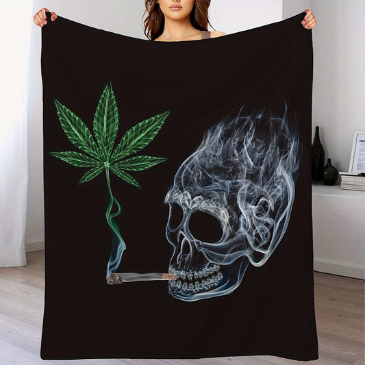 Skull Pattern Blanket Soft Winter Warm Throw Flannel Lightweight Comfortable